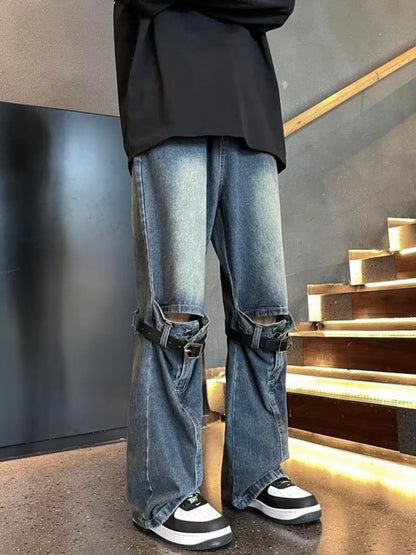 Men's Full Size Distressed Wide Leg Jeans
