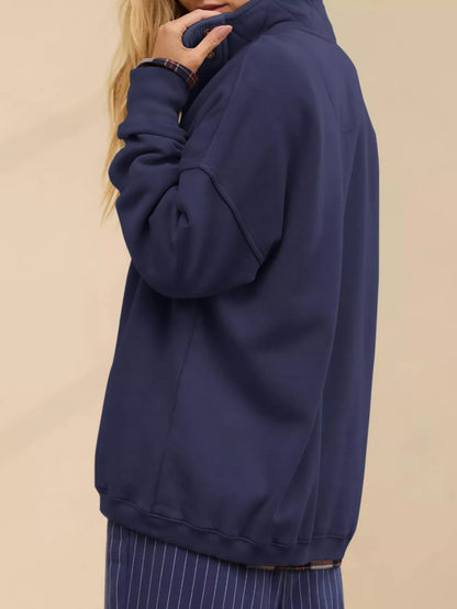 Half Snap Dropped Shoulder Sweatshirt