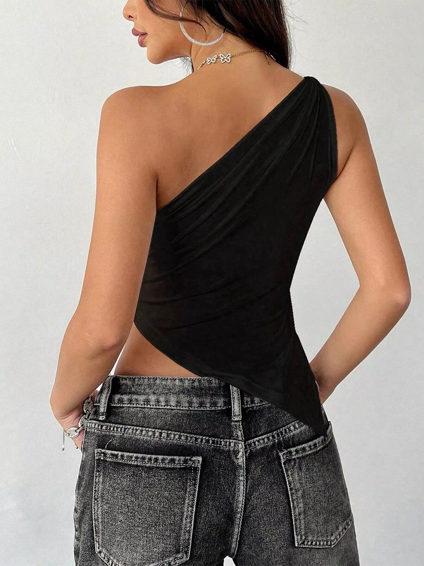 Asymmetrical One-Shoulder Slim Fit Cami