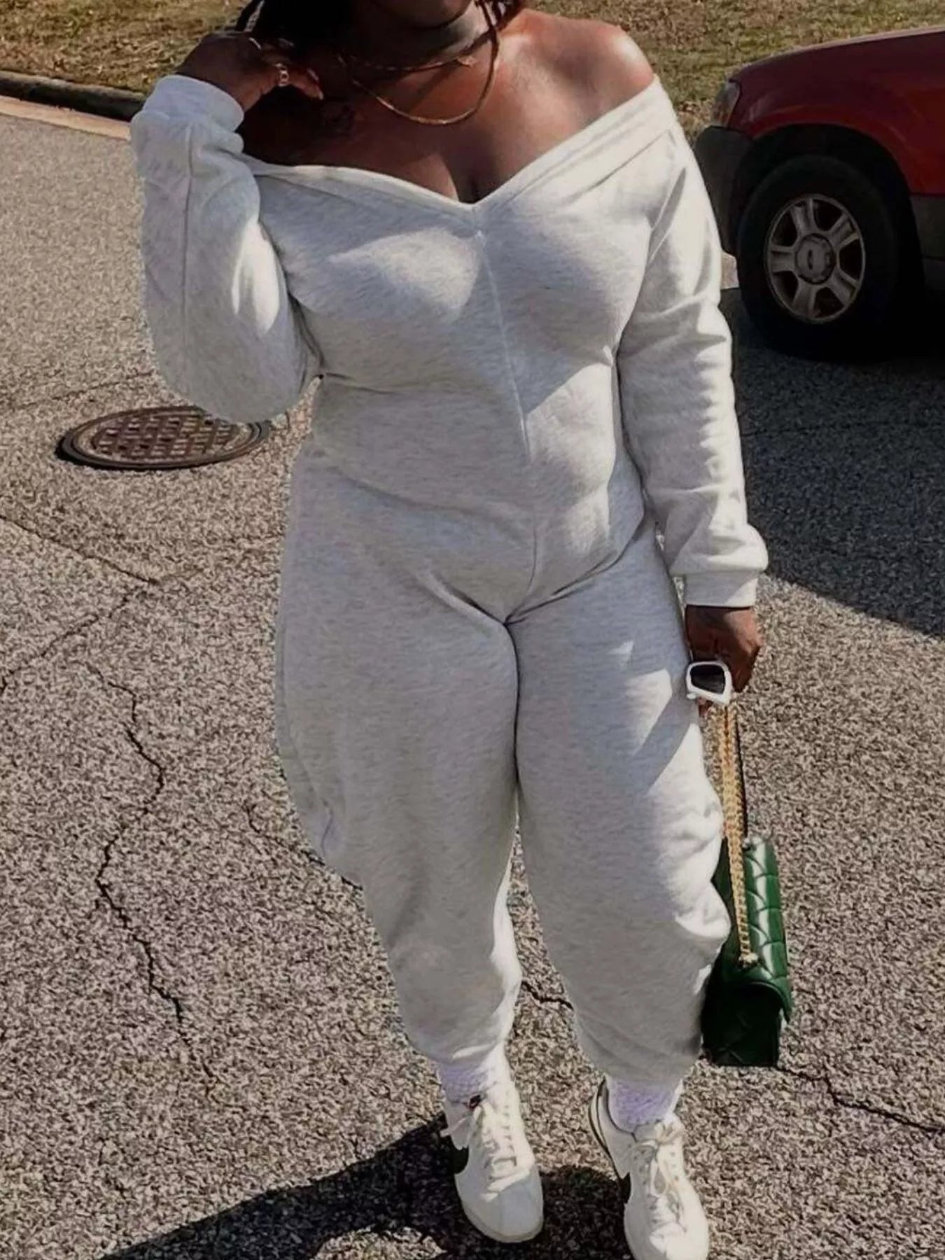 Off-Shoulder Long Sleeve Casual Jumpsuit