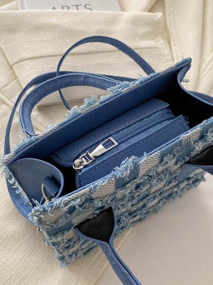 Checkered Denim Handbag