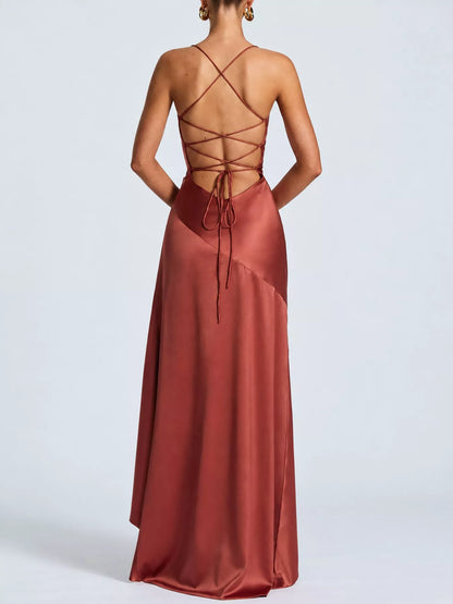 Plus Size High-Low Ruffle Hem Evening Dress, Backless