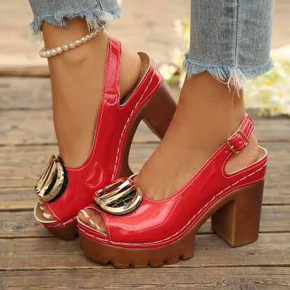 Open Toe Block Heels Sandals