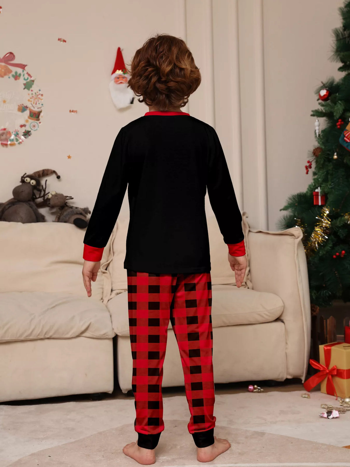 Matching Family Christmas Pajamas Set with Festive Graphic Plus Size