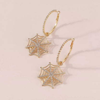 Halloween Spider Web Dangle Hoop Earrings