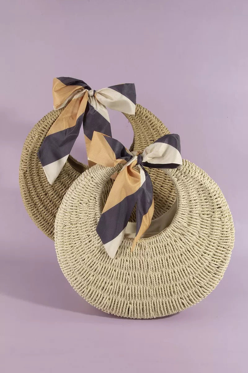 Crescent woven straw bag, view 4