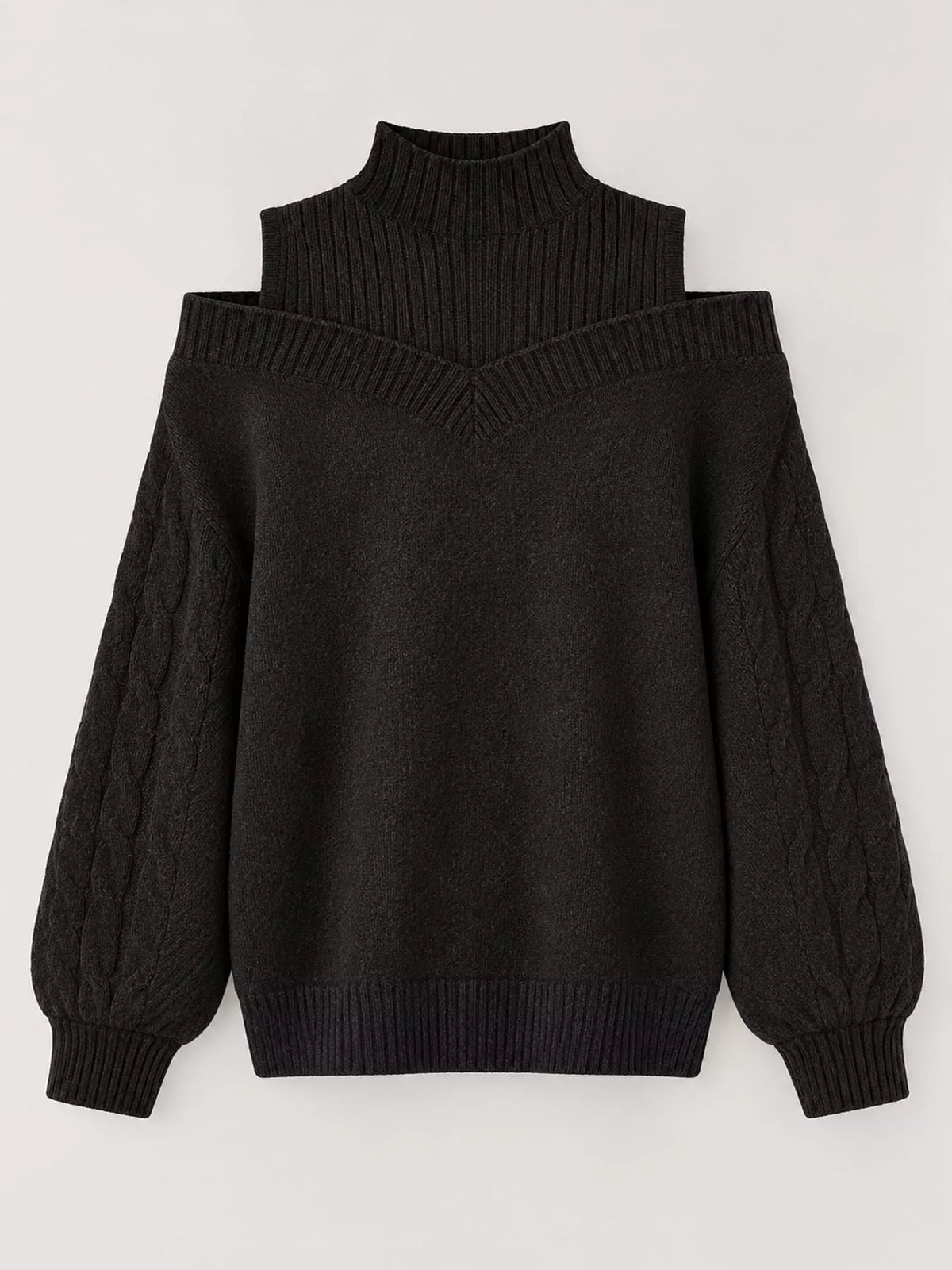 Cold shoulder cable knit sweater, view 17
