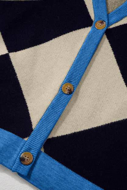 Checkered Button Up Cardigan