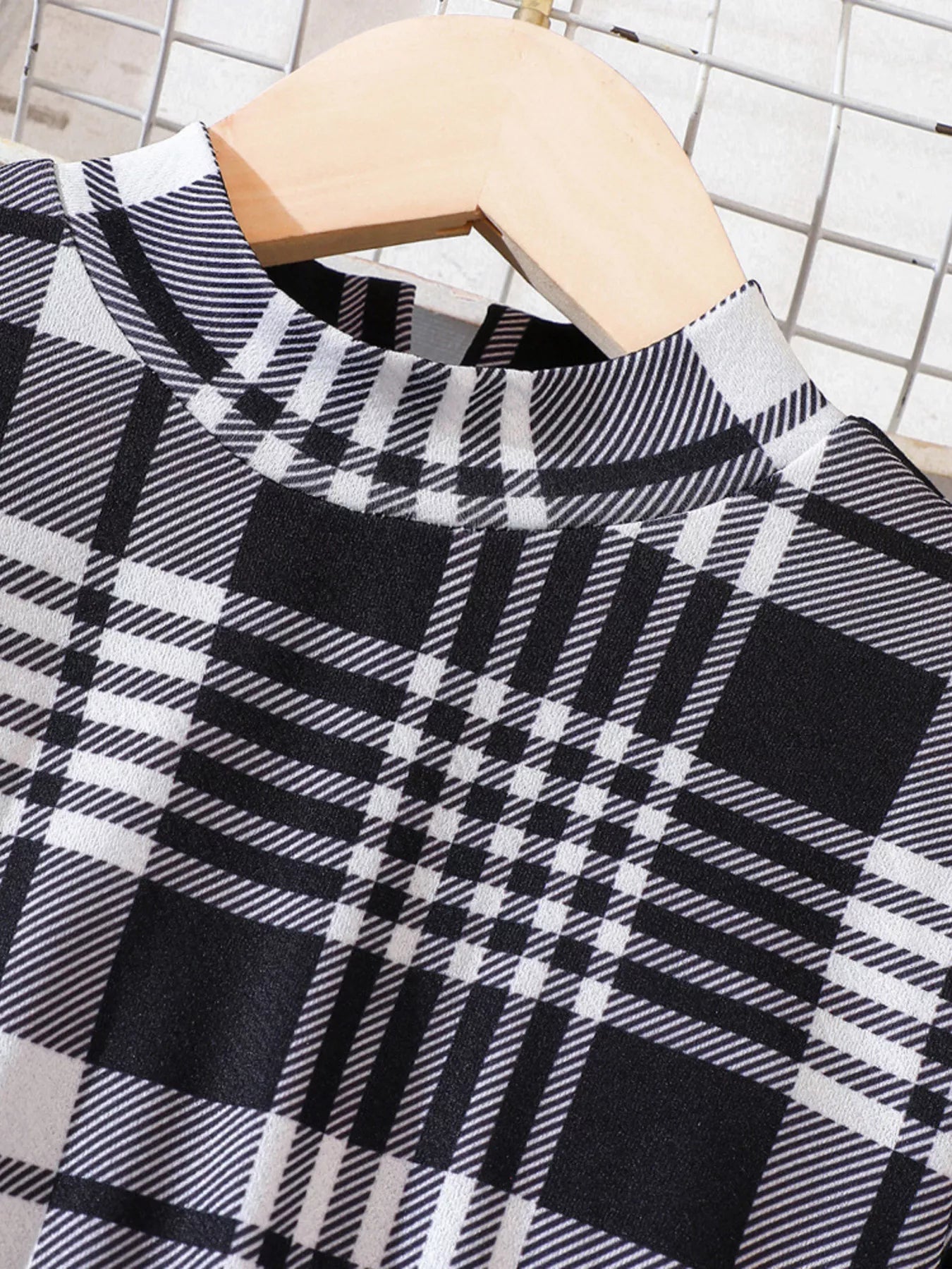 Children's Plaid Print Long Sleeve Dress