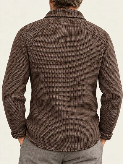 Men's knit stand-collar cardigan, view 15
