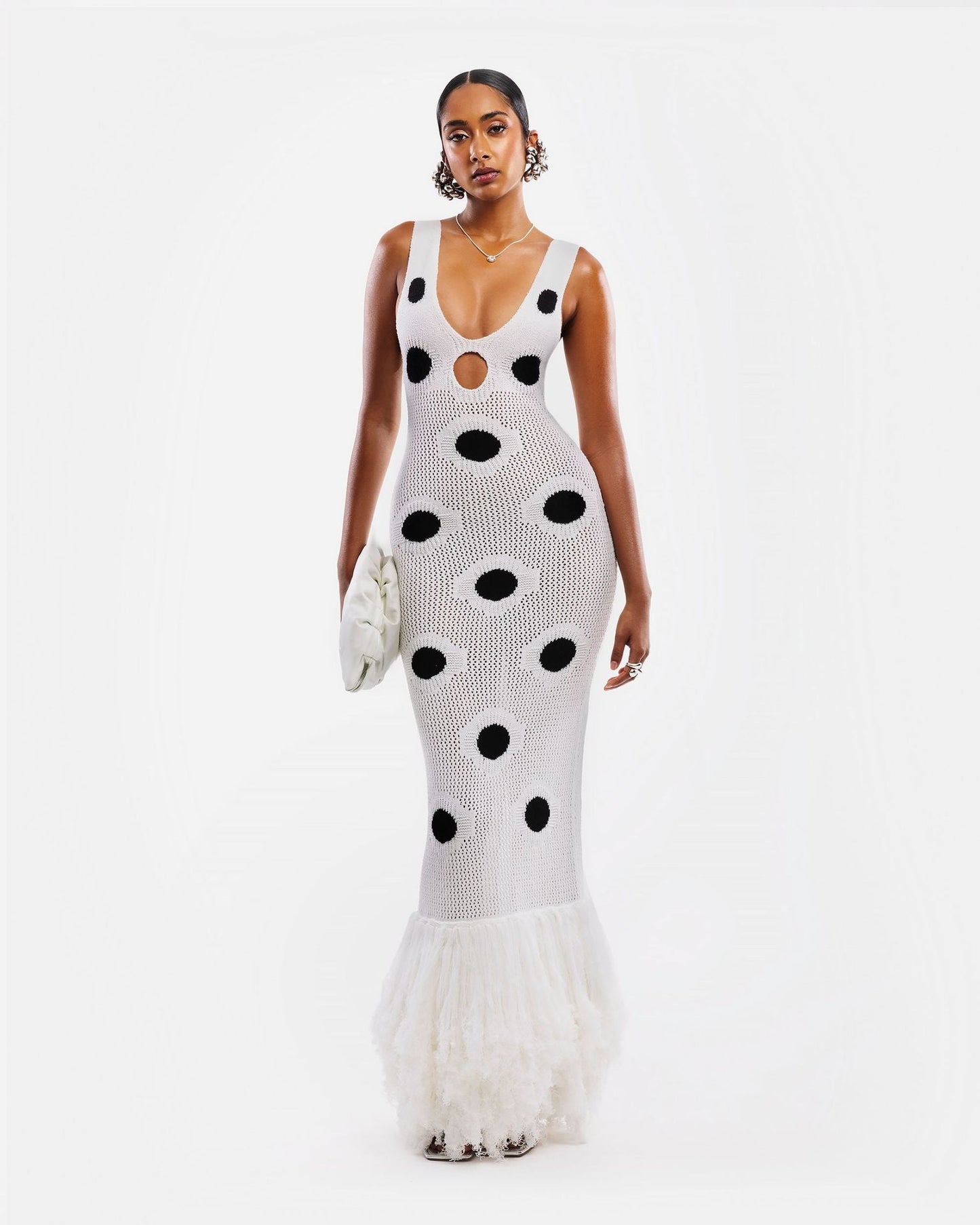 knitted dress with tassel suspender long skirt
