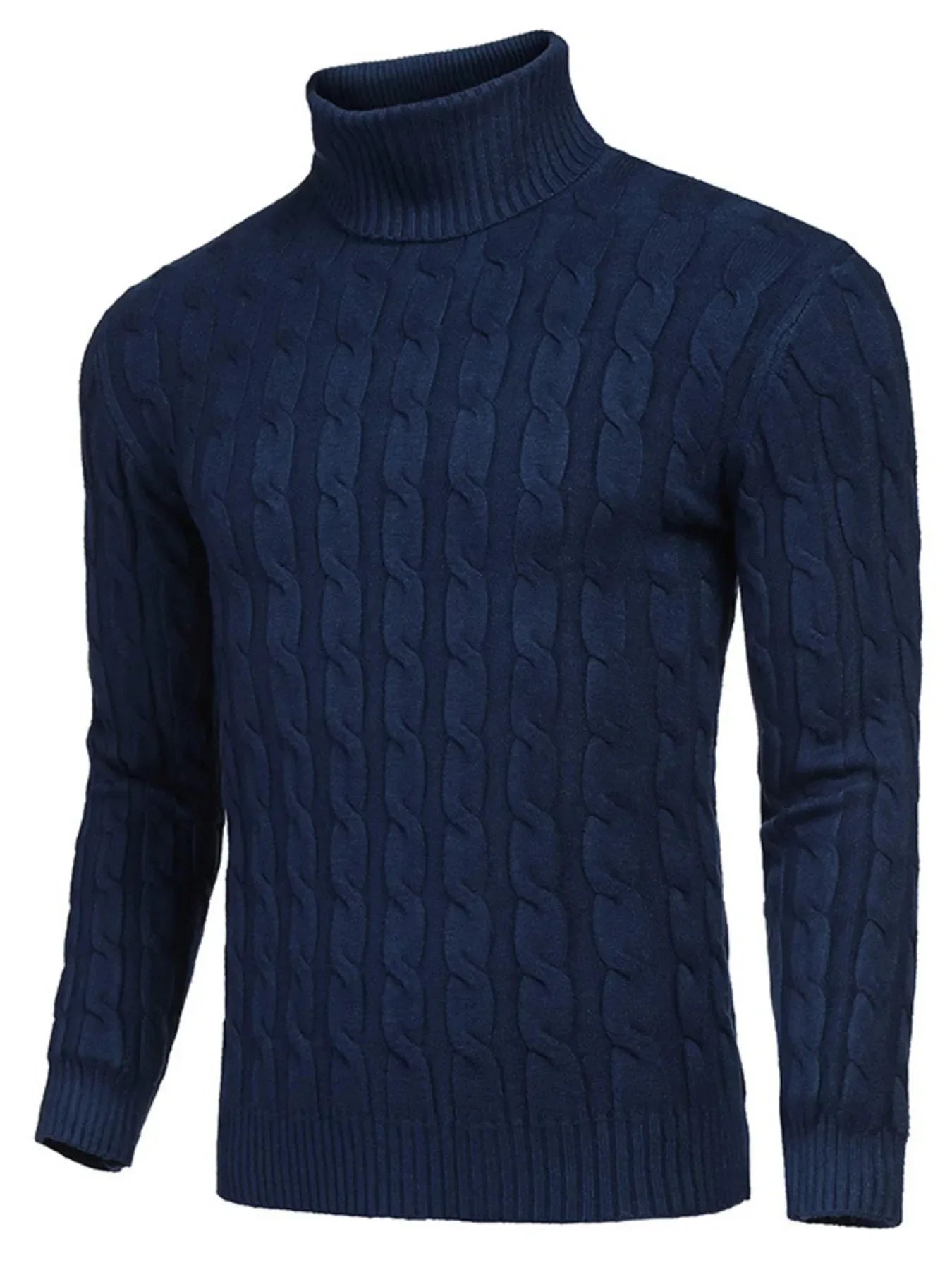Men's Cable Knit Turtleneck Sweater