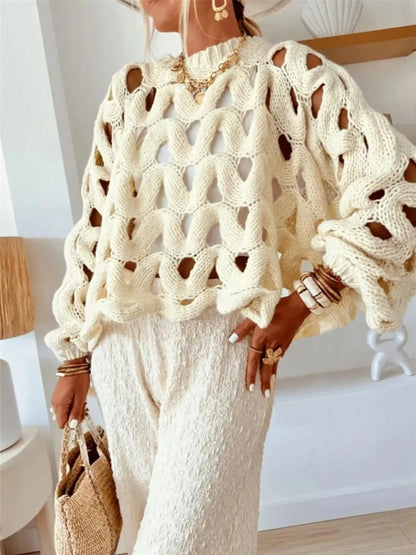 Chunky Cable Knit Hollow Out Sweater