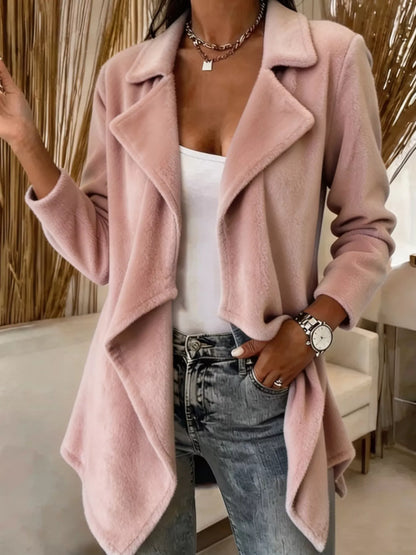 Fleece waterfall collar jacket, view 5