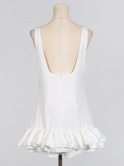 Ruffled Hem Sleeveless Mini Dress