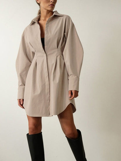 Button Up Long Sleeve Shirt Dress