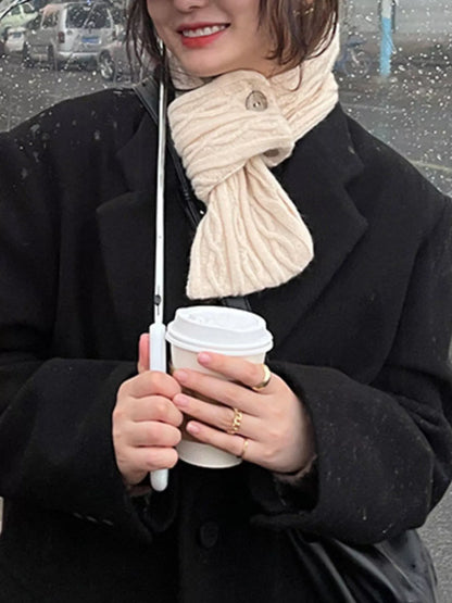 Button-Accent Knitted Winter Scarf