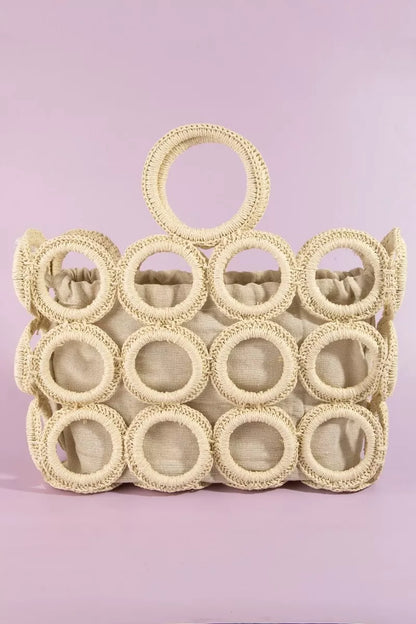 Fame Straw Round Pattern Hand Bag