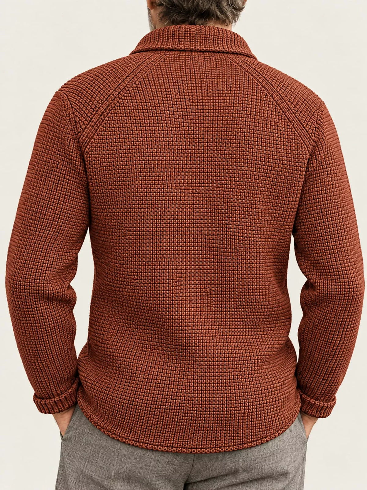 Men's Slim-Fit Knit Stand-Collar Cardigan with Pockets