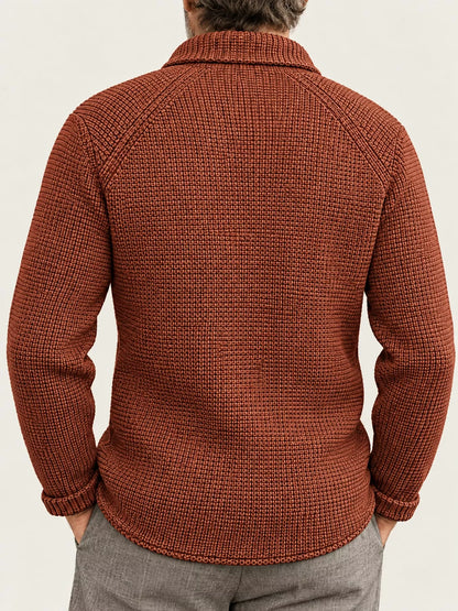 Men's Slim-Fit Knit Stand-Collar Cardigan with Pockets