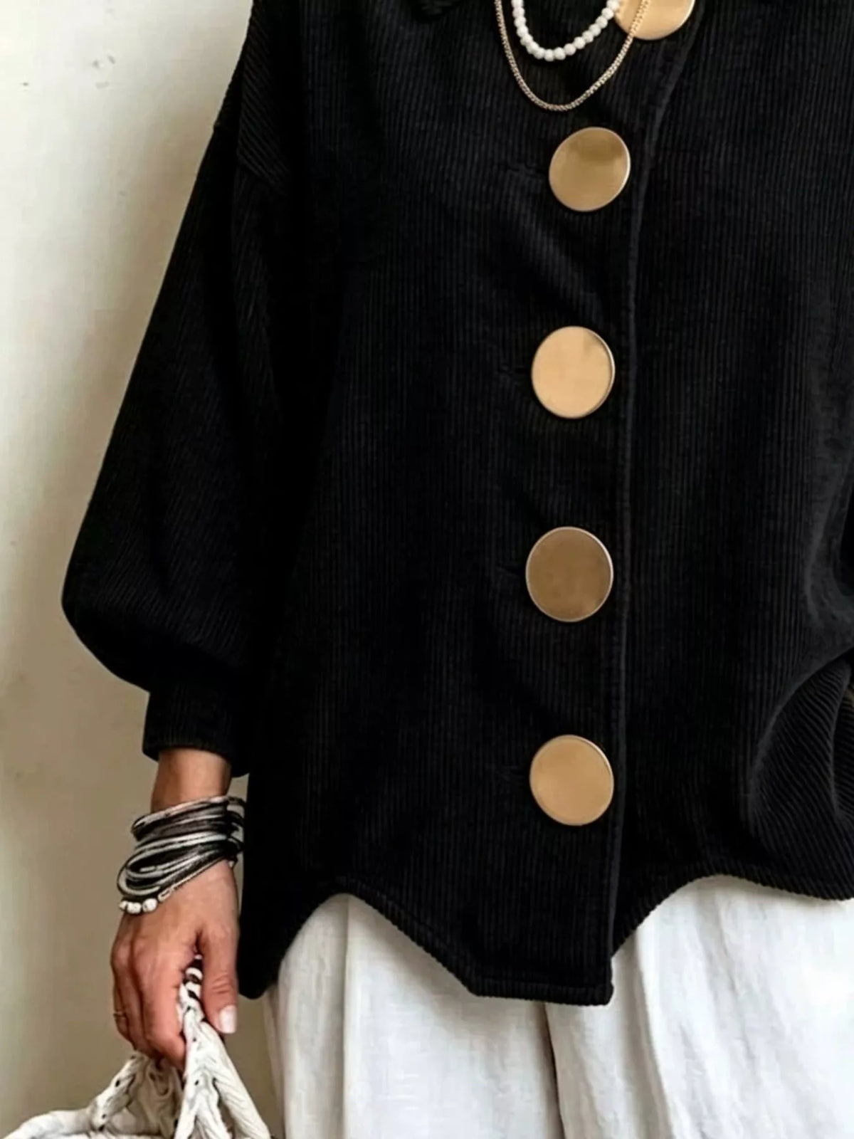 Corduroy button-front jacket, view 6