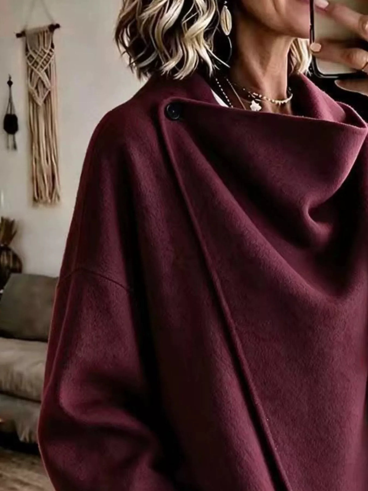Plus size cowl neck cape, view 2