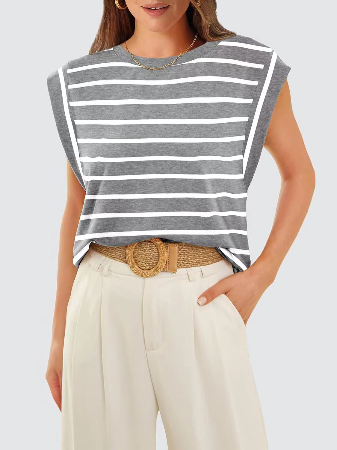 Striped Cap Sleeve T-Shirt