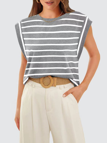 Striped Cap Sleeve T-Shirt