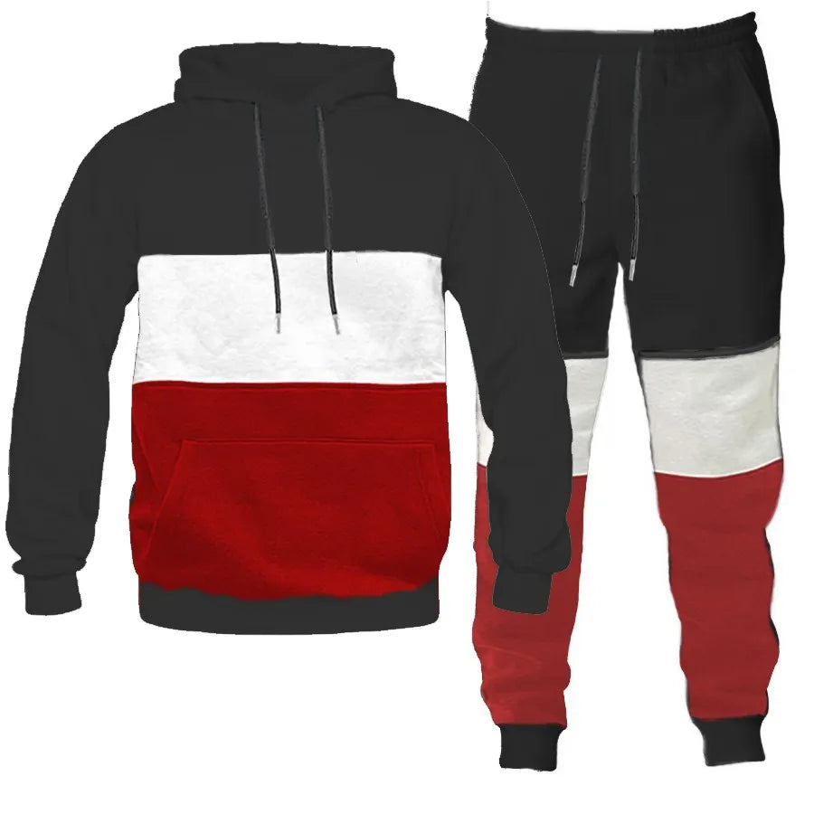 Men's Full Size Drawstring Hoodie Pants Set
