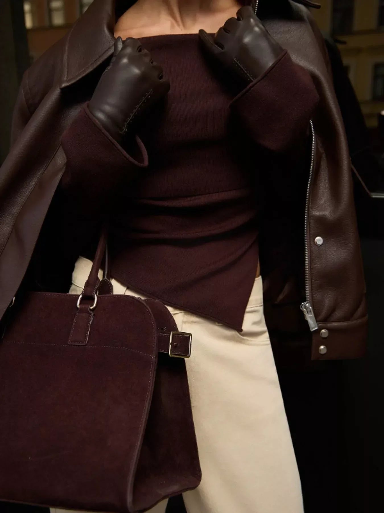 Asymmetrical Off-Shoulder Knit Top