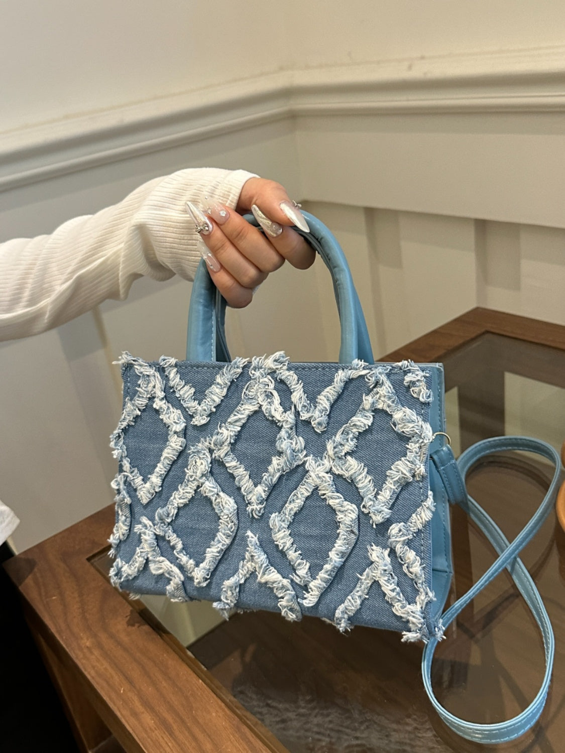Raw Hem Denim Handbag