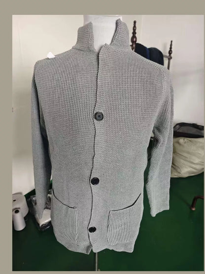 Men's knit stand-collar cardigan, view 11