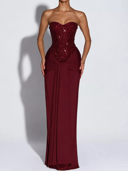 Plus Size Strapless Sequin Corset Dress for Parties