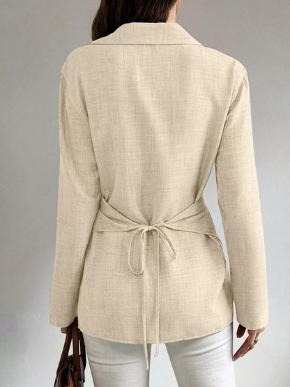 Criss-Cross Wrap Front Long Sleeve Shirt