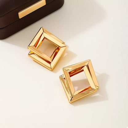 18K Gold-Plated Geometric Stud Earrings