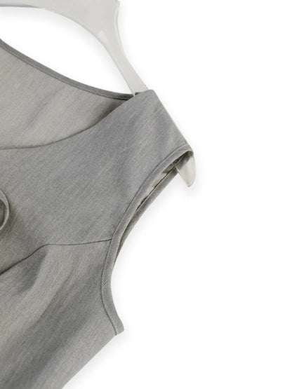 Tie Front Vest and Wide Leg Pants Set