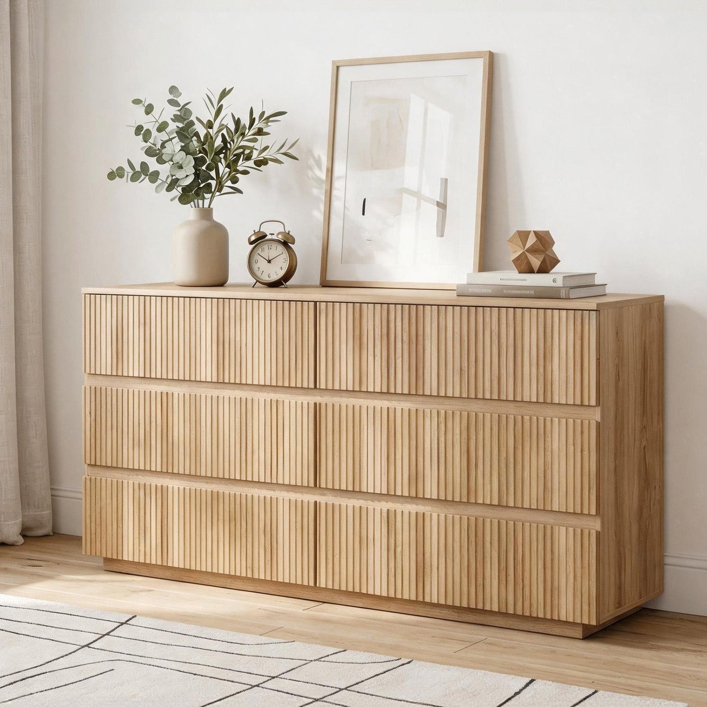 Handleless 6-Drawer Dresser with Grille