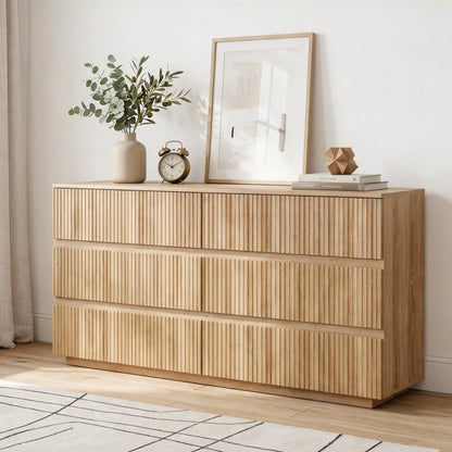 Handleless 6-Drawer Dresser with Grille