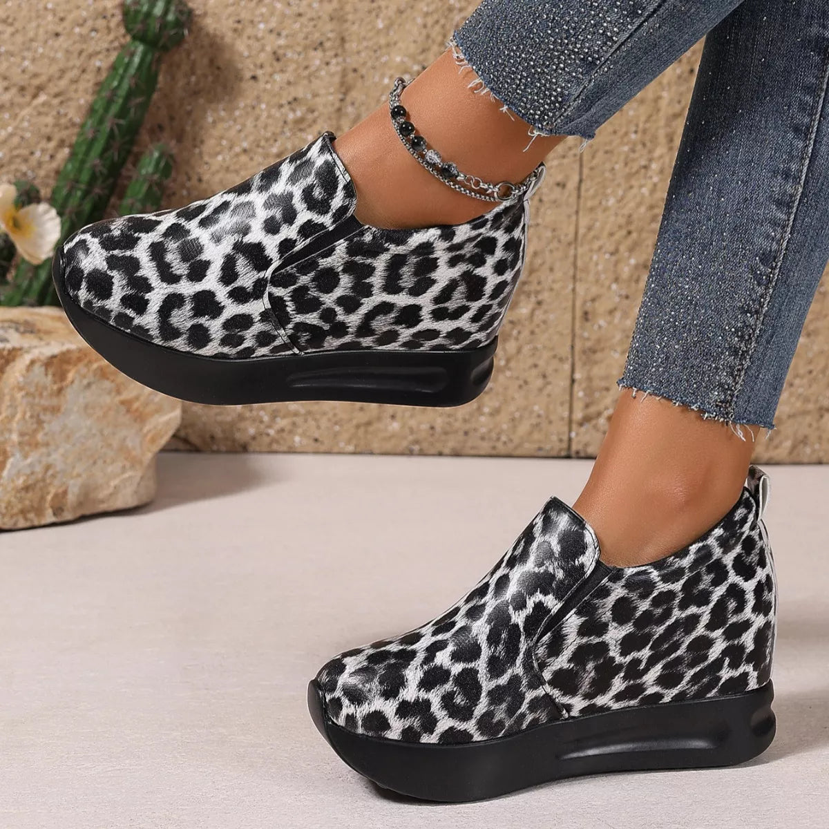 Leopard Platform Slip-Ons