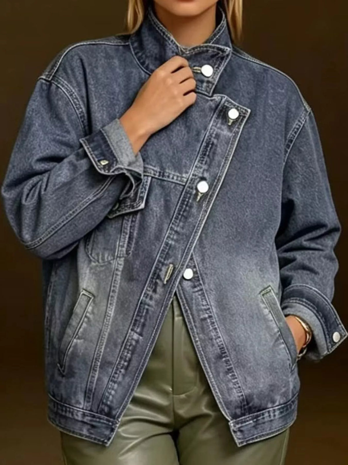 Washed denim jacket, view 8