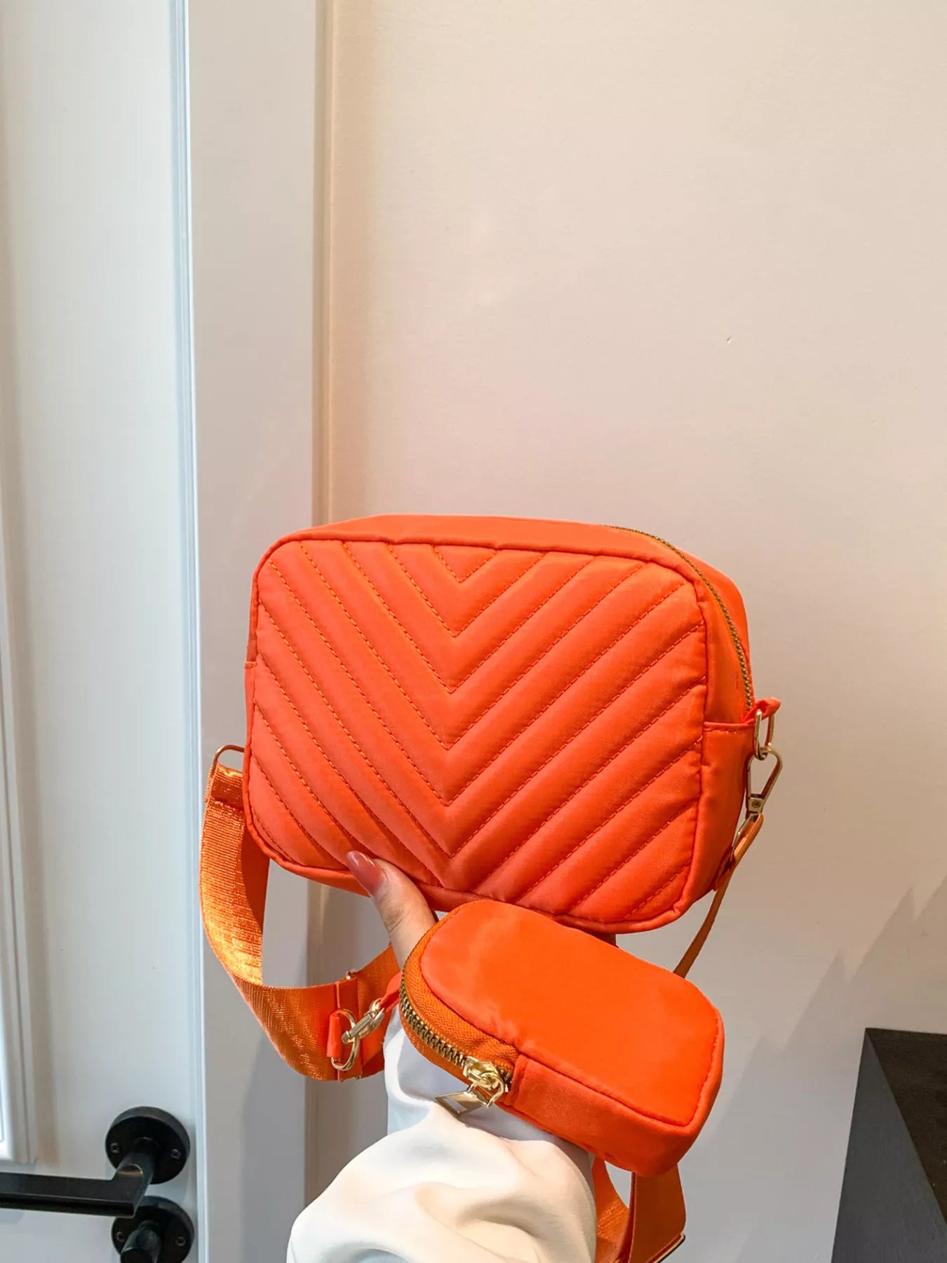 Quilted Crossbody Bag with Mini Pouch