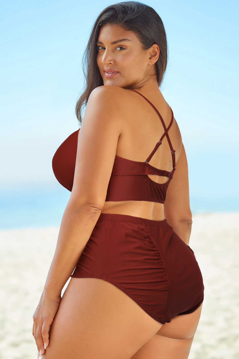 Plus Size Halter Neck Two-Piece Swimsuit