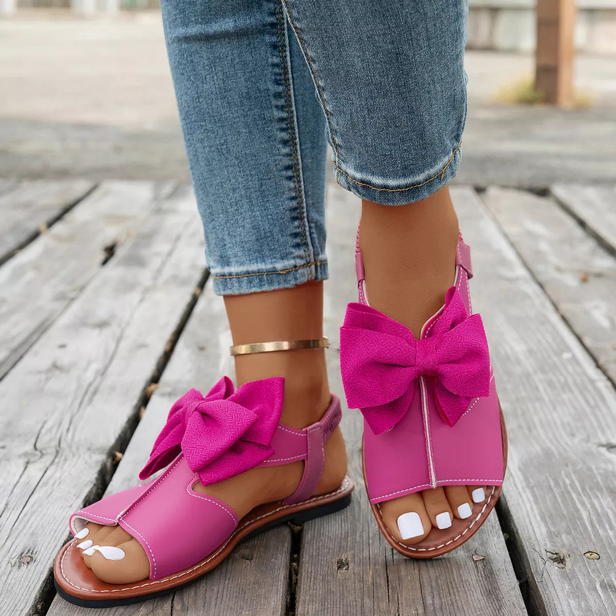 Open Toe Bow Sandals