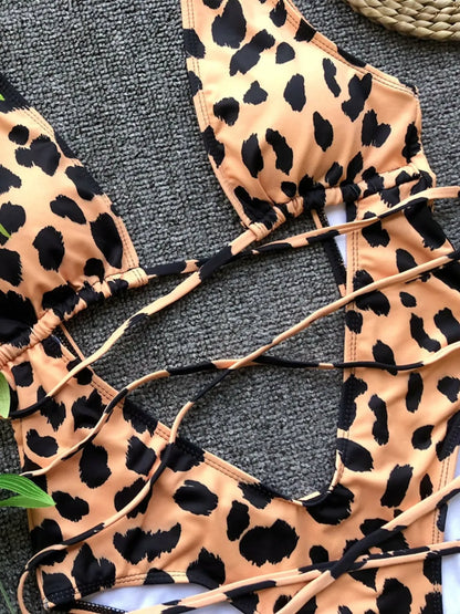 Lace-up plunge swimsuit, view 11