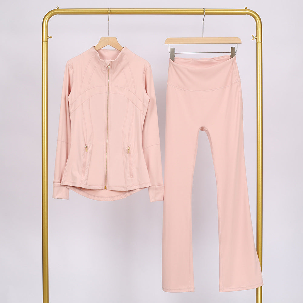 Golden zipper Slim fit yoga pants set