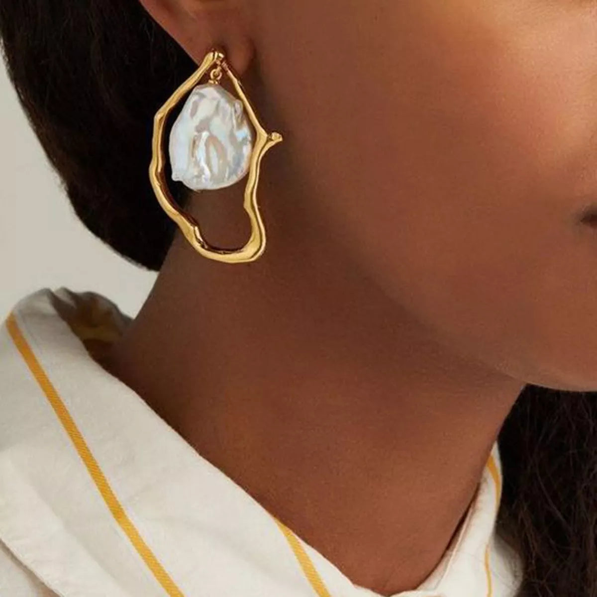 18K Gold-Plated Pearl Earrings