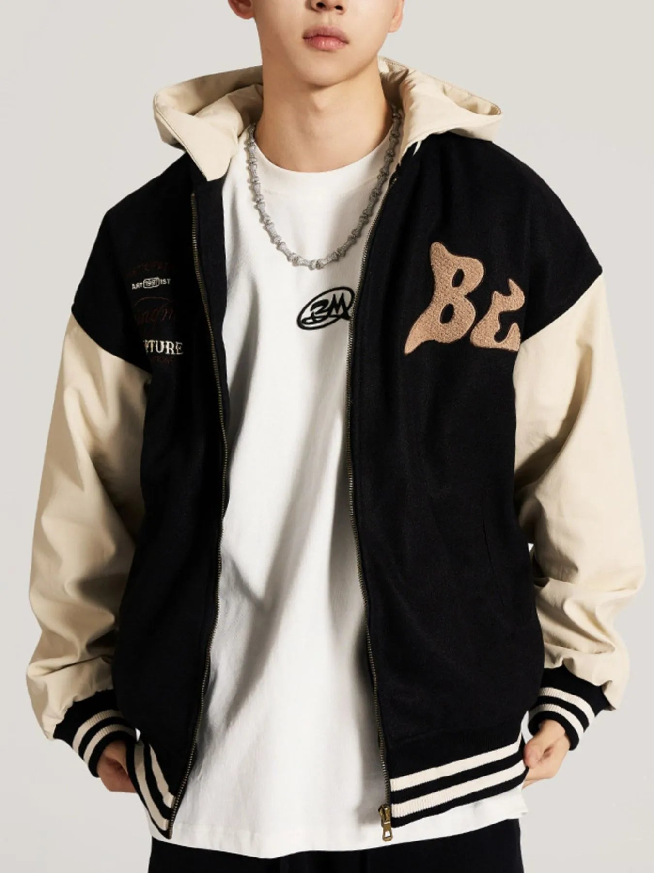Men's Zip Up Hooded Baseball Jacket