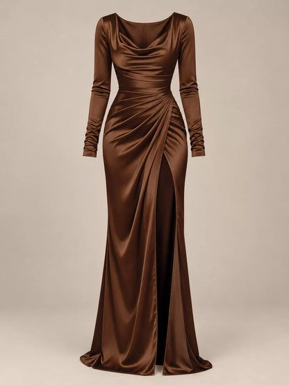 Cowl neck slit maxi dress, view 19