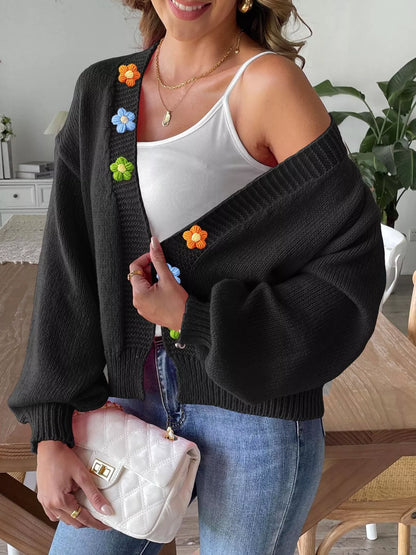 Flower Open Front Cardigan