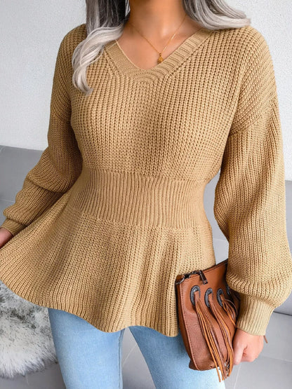 V-Neck Dropped Shoulder Sweater